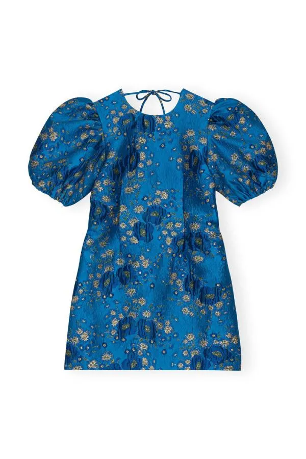 Clothing GANNI Dresses 3D Jacquard Open Back Mini Dress Brilliant Blue Clothing GANNI Dresses 3D Jacquard Open Back Mini Dress Brilliant Blue
