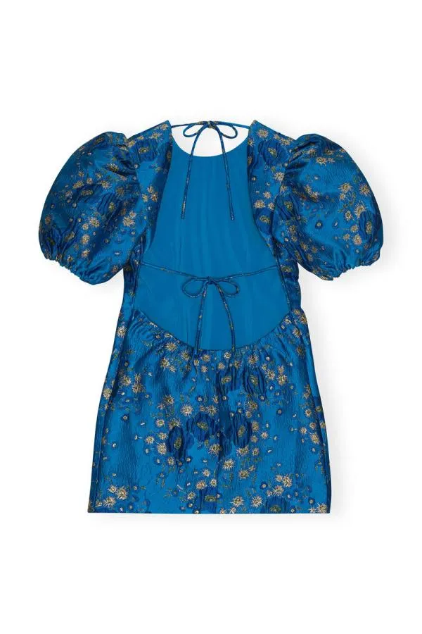 Clothing GANNI Dresses 3D Jacquard Open Back Mini Dress Brilliant Blue Clothing GANNI Dresses 3D Jacquard Open Back Mini Dress Brilliant Blue