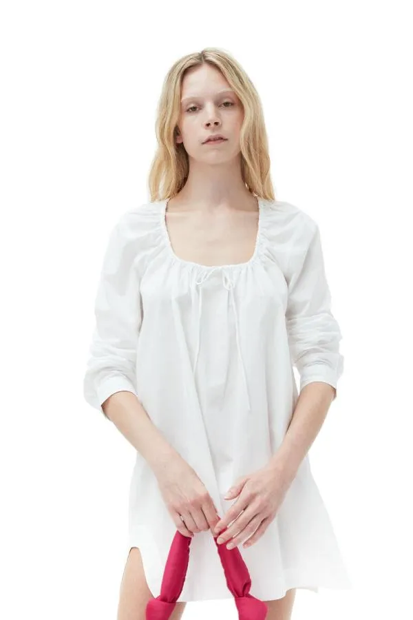 Clothing GANNI Dresses Cotton Poplin Squareneck Mini Dress Bright White Clothing GANNI Dresses Cotton Poplin Squareneck Mini Dress Bright White