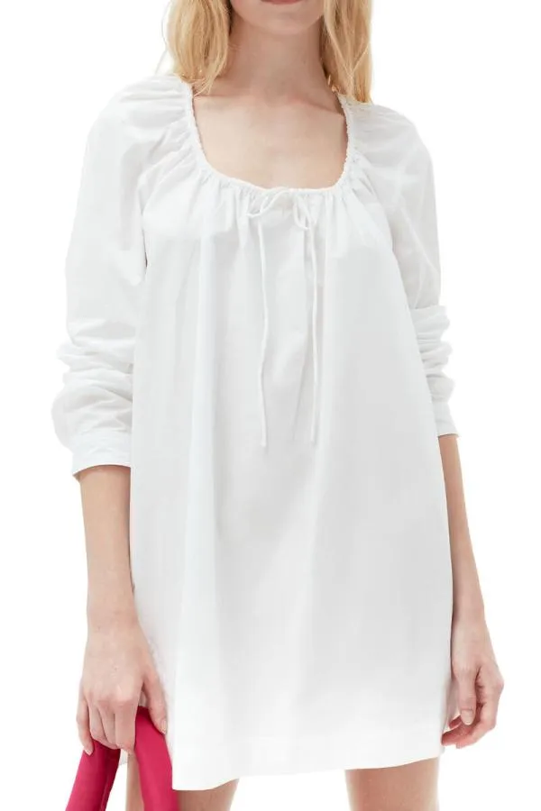 Clothing GANNI Dresses Cotton Poplin Squareneck Mini Dress Bright White Clothing GANNI Dresses Cotton Poplin Squareneck Mini Dress Bright White
