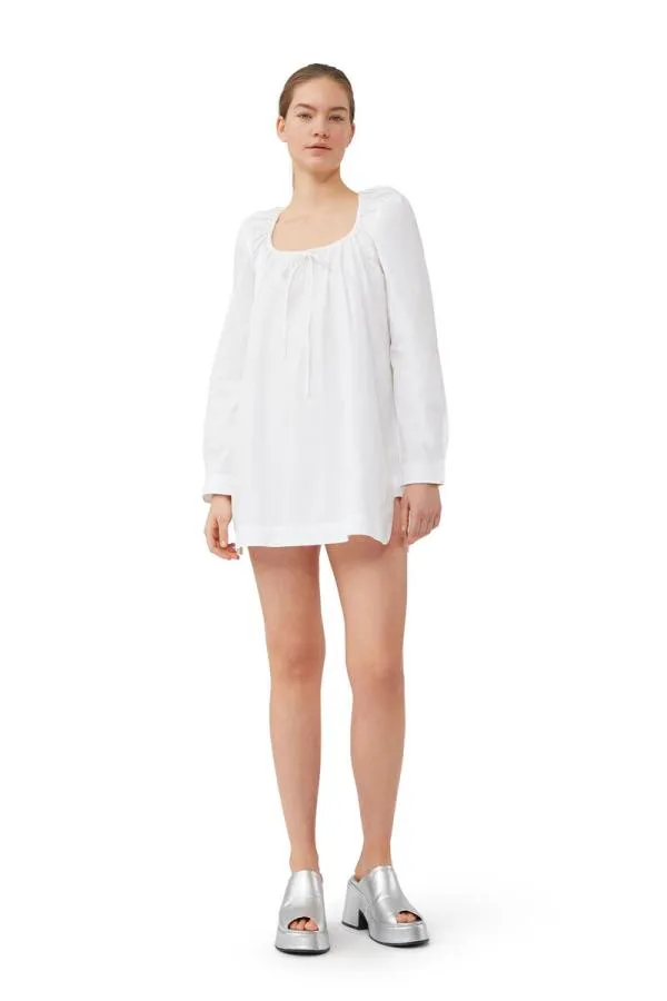 Clothing GANNI Dresses Cotton Poplin Squareneck Mini Dress Bright White Clothing GANNI Dresses Cotton Poplin Squareneck Mini Dress Bright White