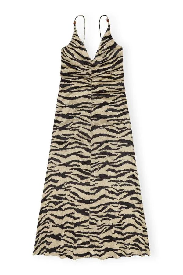 Clothing GANNI Dresses Crinkled Satin Maxi Strap Dress Pale Khaki Clothing GANNI Dresses Crinkled Satin Maxi Strap Dress Pale Khaki