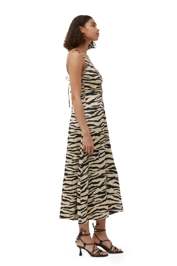 Clothing GANNI Dresses Crinkled Satin Maxi Strap Dress Pale Khaki Clothing GANNI Dresses Crinkled Satin Maxi Strap Dress Pale Khaki