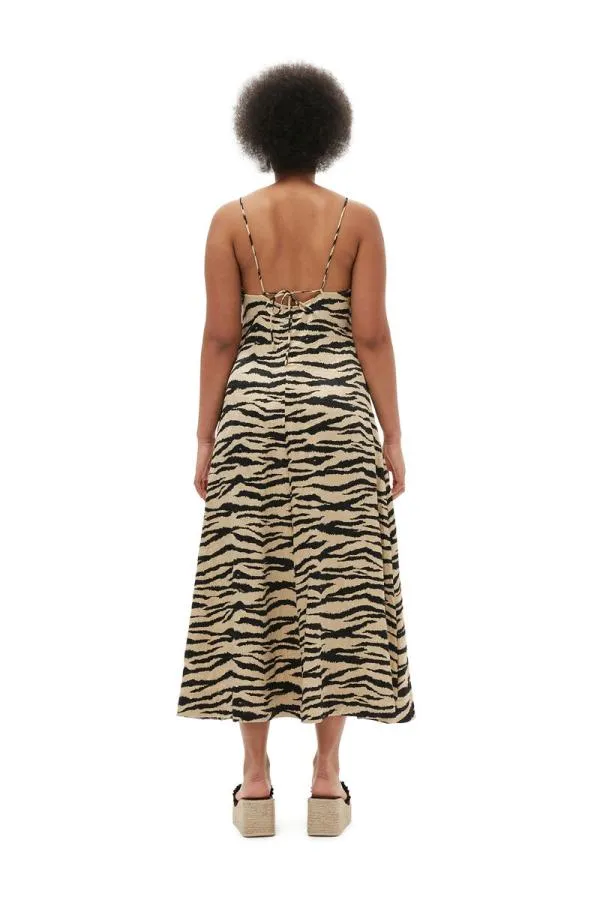Clothing GANNI Dresses Crinkled Satin Maxi Strap Dress Pale Khaki Clothing GANNI Dresses Crinkled Satin Maxi Strap Dress Pale Khaki