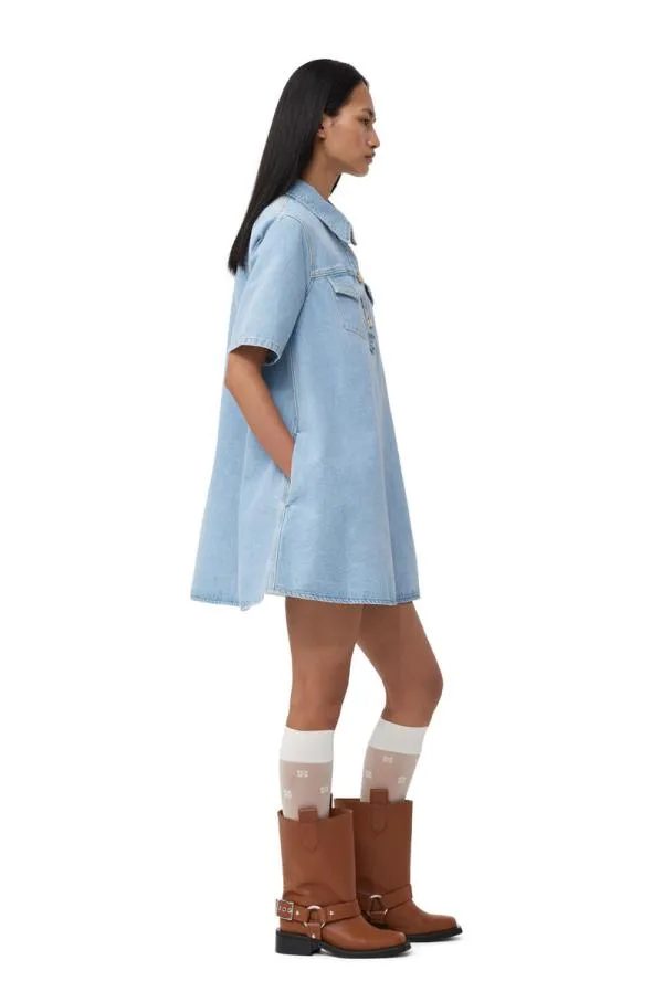 Clothing GANNI Dresses Cutline Denim Mini Dress Mid Blue Vintage Clothing GANNI Dresses Cutline Denim Mini Dress Mid Blue Vintage