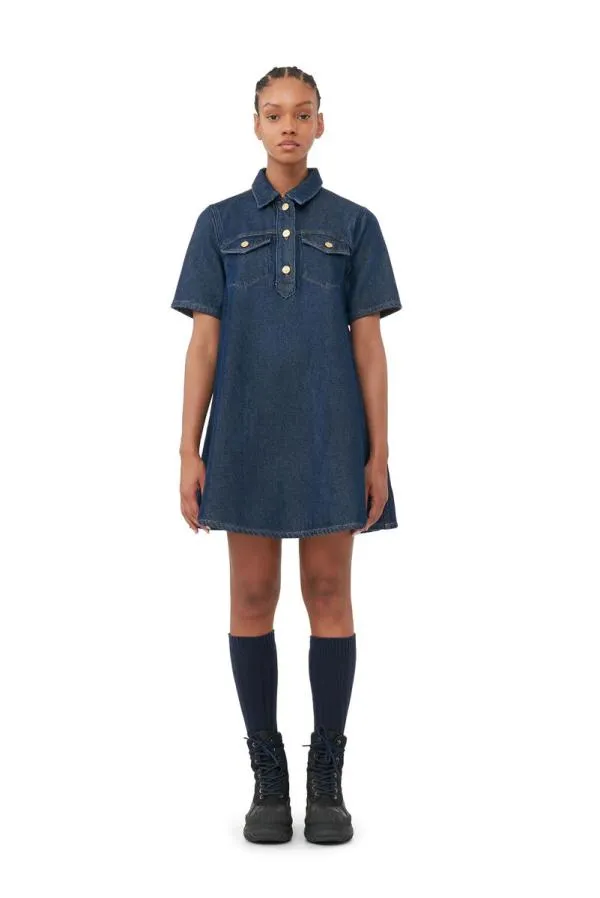 Clothing GANNI Dresses Heavy Denim Mini Dress Rinse