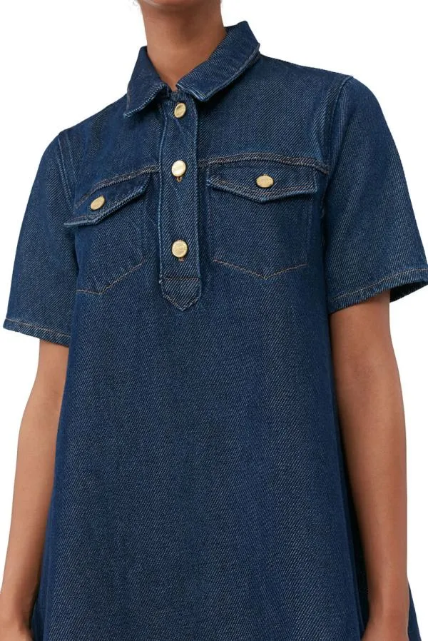 Clothing GANNI Dresses Heavy Denim Mini Dress Rinse Clothing GANNI Dresses Heavy Denim Mini Dress Rinse