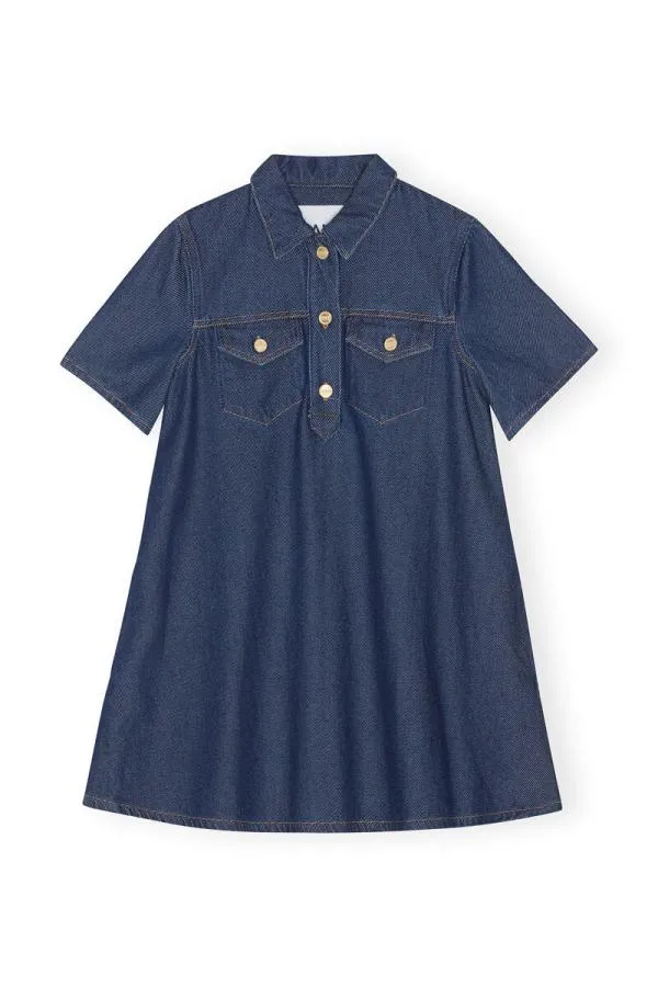 Clothing GANNI Dresses Heavy Denim Mini Dress Rinse Clothing GANNI Dresses Heavy Denim Mini Dress Rinse