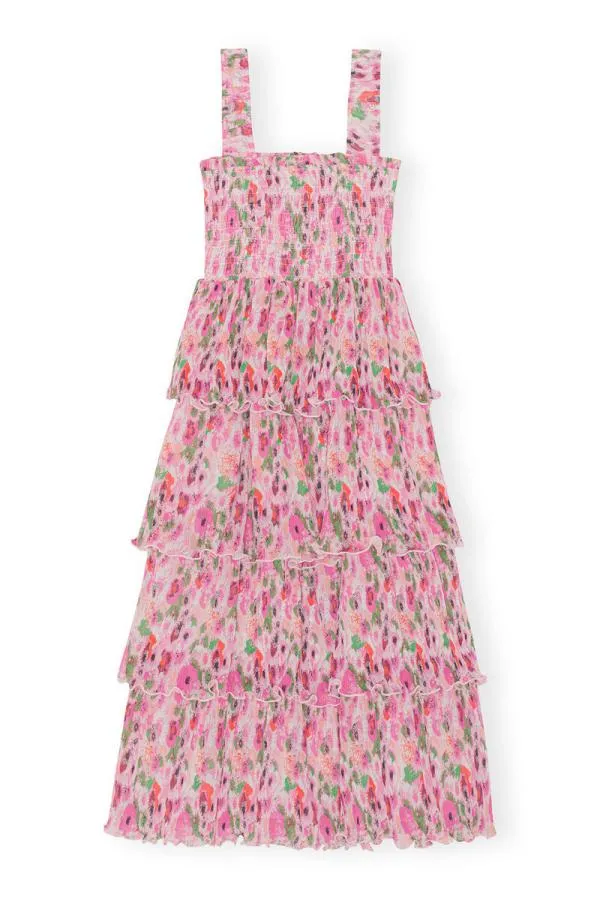 Clothing GANNI Dresses Pleated Georgette Smock Midi Dress Sugar Plum Clothing GANNI Dresses Pleated Georgette Smock Midi Dress Sugar Plum