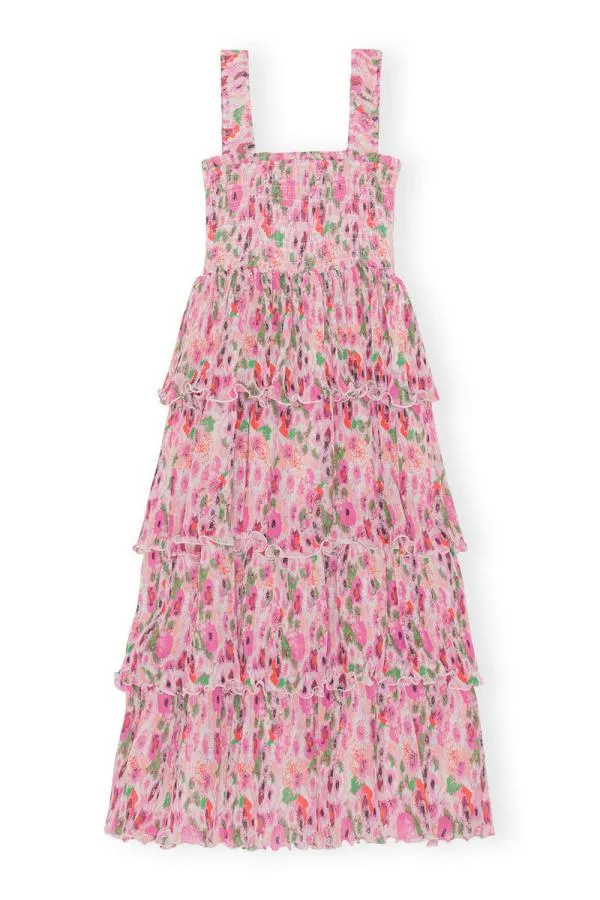 Clothing GANNI Dresses Pleated Georgette Smock Midi Dress Sugar Plum Clothing GANNI Dresses Pleated Georgette Smock Midi Dress Sugar Plum