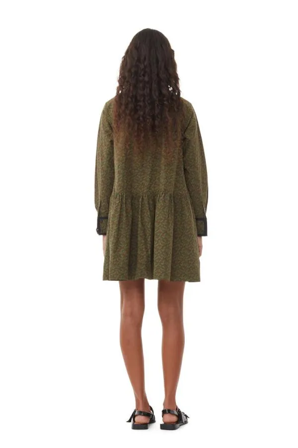 Clothing GANNI Dresses Printed Cotton Mini Shirt Dress Avocado Clothing GANNI Dresses Printed Cotton Mini Shirt Dress Avocado