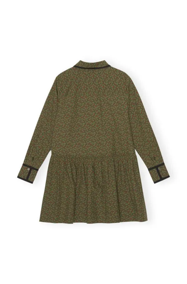Clothing GANNI Dresses Printed Cotton Mini Shirt Dress Avocado Clothing GANNI Dresses Printed Cotton Mini Shirt Dress Avocado