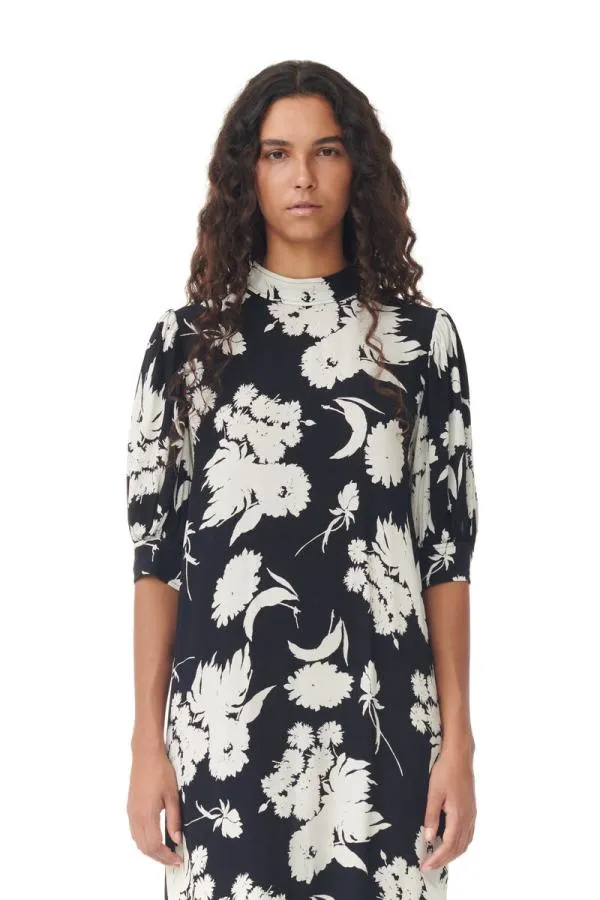 Clothing GANNI Dresses Printed Crepe Mini Dress Black