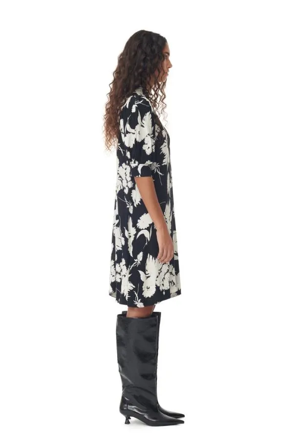 Clothing GANNI Dresses Printed Crepe Mini Dress Black