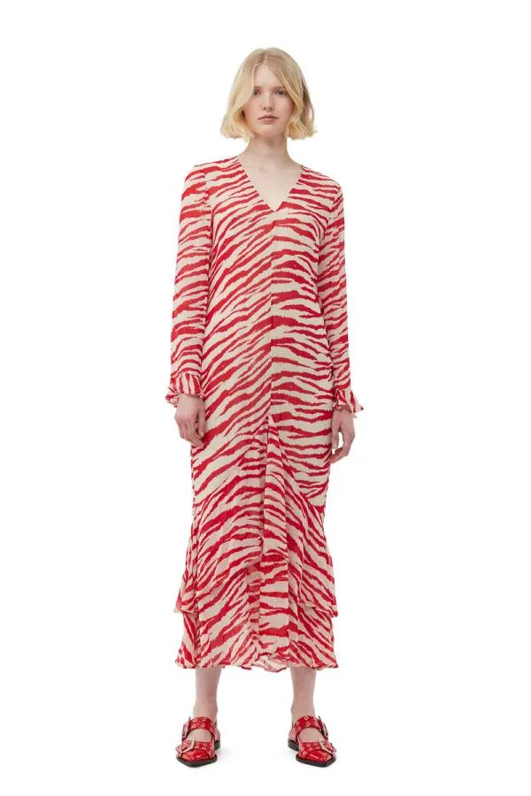 Clothing GANNI Dresses Printed Light Georgette Maxi Dress Castle Wall