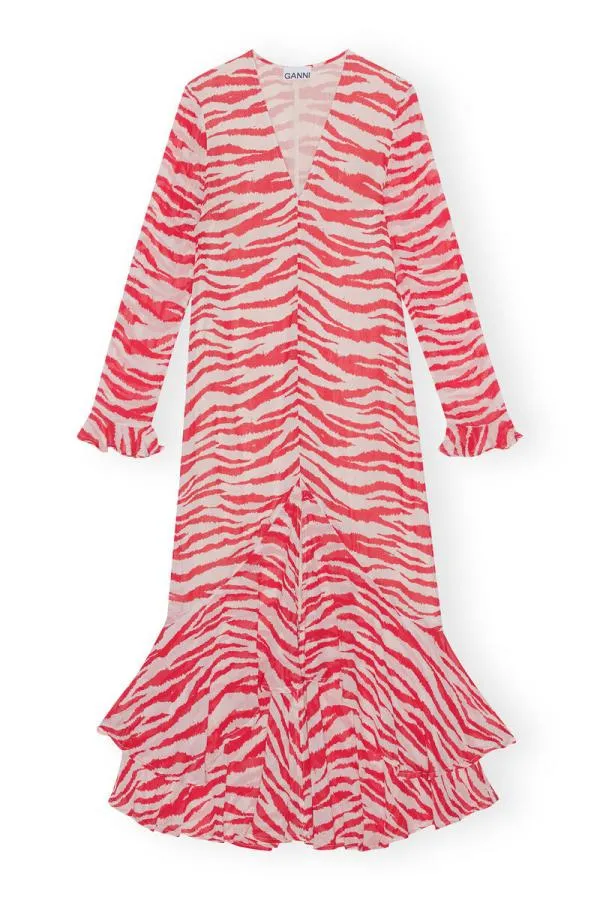 Clothing GANNI Dresses Printed Light Georgette Maxi Dress Castle Wall Clothing GANNI Dresses Printed Light Georgette Maxi Dress Castle Wall