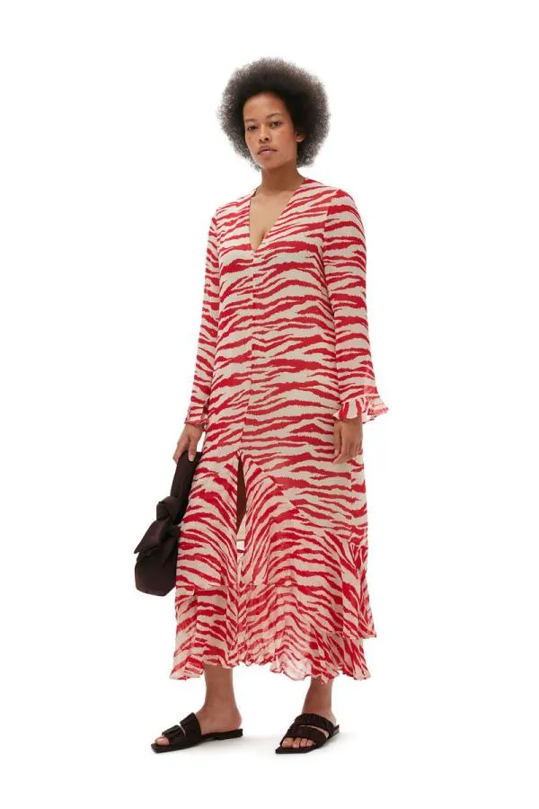 Clothing GANNI Dresses Printed Light Georgette Maxi Dress Castle Wall Clothing GANNI Dresses Printed Light Georgette Maxi Dress Castle Wall
