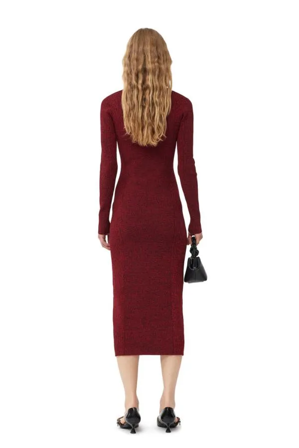 Clothing GANNI Dresses Red Melange Rib Polo Dress High Risk Red Clothing GANNI Dresses Red Melange Rib Polo Dress High Risk Red