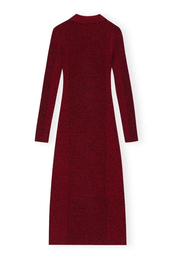 Clothing GANNI Dresses Red Melange Rib Polo Dress High Risk Red Clothing GANNI Dresses Red Melange Rib Polo Dress High Risk Red