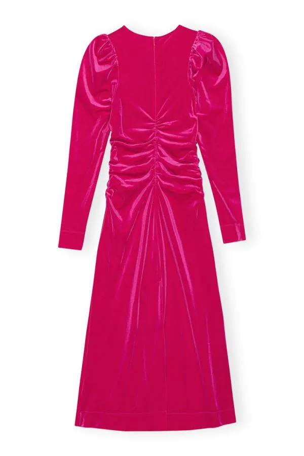 Clothing GANNI Dresses Red Velvet Jersey Gathered Long Dress Love Potion Clothing GANNI Dresses Red Velvet Jersey Gathered Long Dress Love Potion