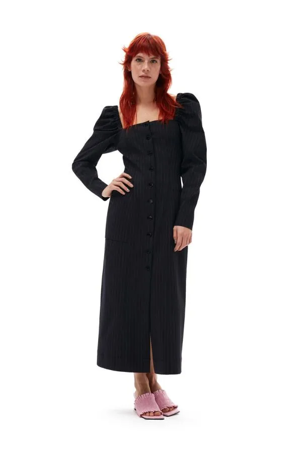 Clothing GANNI Dresses Stretch Striped Fitted Midi Dress Sky Captain