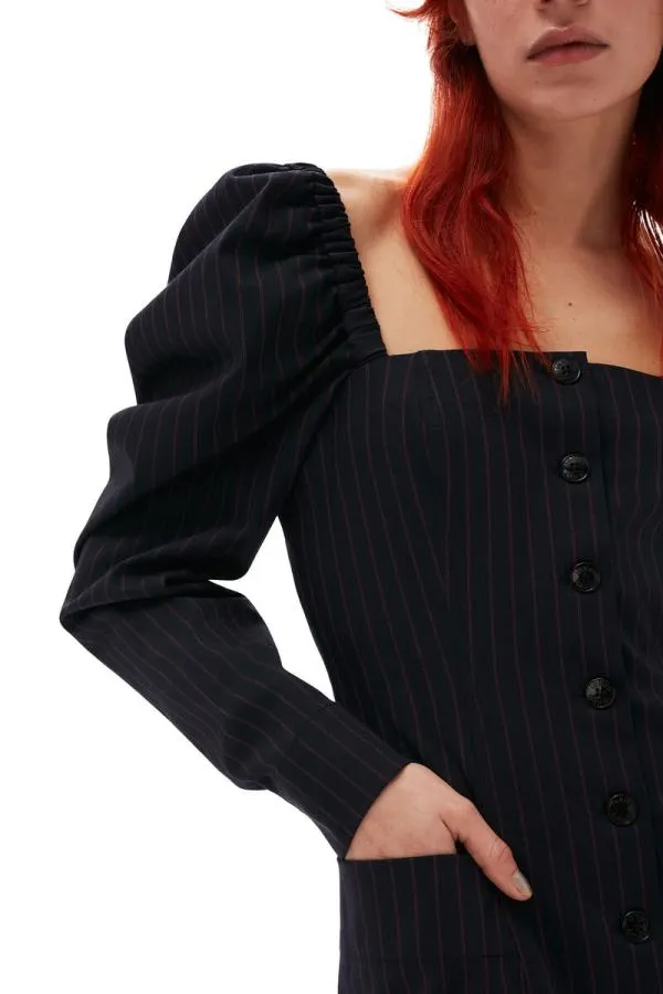 Clothing GANNI Dresses Stretch Striped Fitted Midi Dress Sky Captain Clothing GANNI Dresses Stretch Striped Fitted Midi Dress Sky Captain