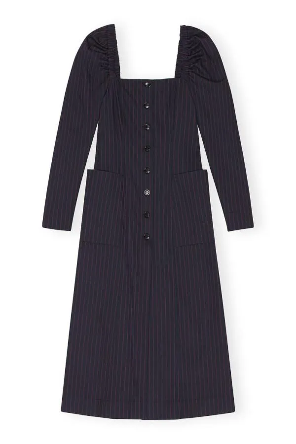 Clothing GANNI Dresses Stretch Striped Fitted Midi Dress Sky Captain Clothing GANNI Dresses Stretch Striped Fitted Midi Dress Sky Captain