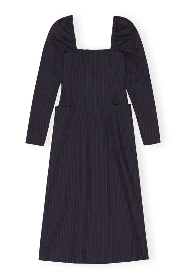 Clothing GANNI Dresses Stretch Striped Fitted Midi Dress Sky Captain Clothing GANNI Dresses Stretch Striped Fitted Midi Dress Sky Captain