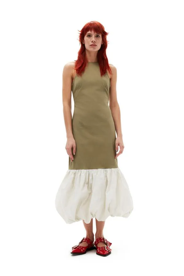 Clothing GANNI Dresses Taffeta Mix Open Back Dress Aloe