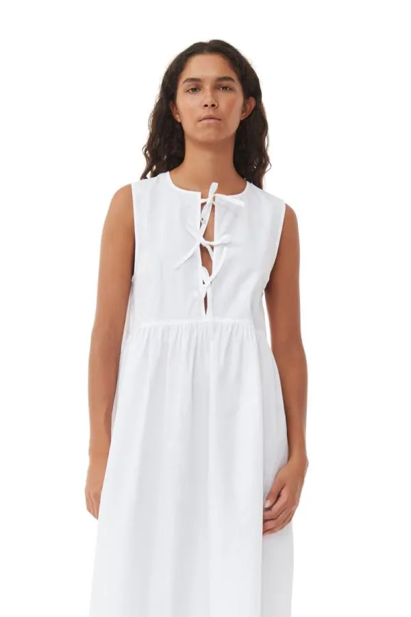 Clothing GANNI Dresses White Cotton Poplin Midi Dress Bright White Clothing GANNI Dresses White Cotton Poplin Midi Dress Bright White