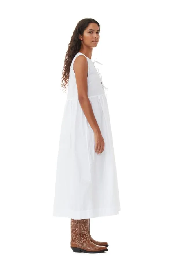 Clothing GANNI Dresses White Cotton Poplin Midi Dress Bright White Clothing GANNI Dresses White Cotton Poplin Midi Dress Bright White