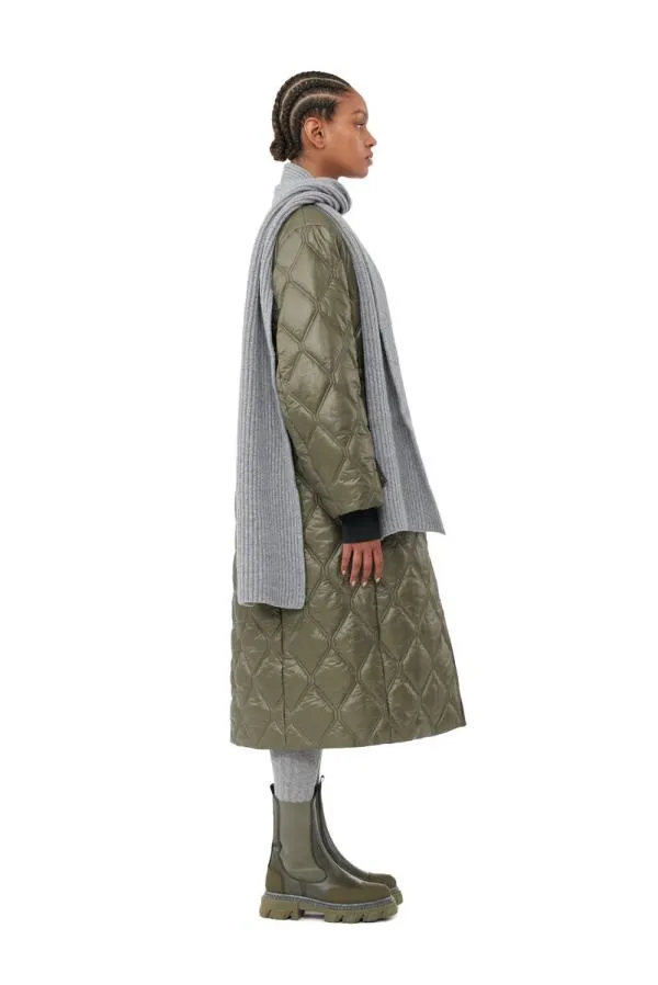 Clothing GANNI Extended Sizes Green Shiny Quilt Long Coat Kalamata Clothing GANNI Extended Sizes Green Shiny Quilt Long Coat Kalamata