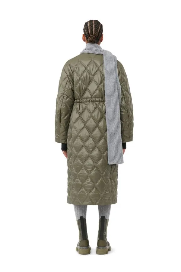 Clothing GANNI Extended Sizes Green Shiny Quilt Long Coat Kalamata Clothing GANNI Extended Sizes Green Shiny Quilt Long Coat Kalamata