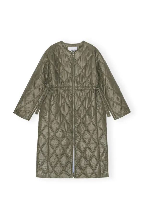 Clothing GANNI Extended Sizes Green Shiny Quilt Long Coat Kalamata Clothing GANNI Extended Sizes Green Shiny Quilt Long Coat Kalamata
