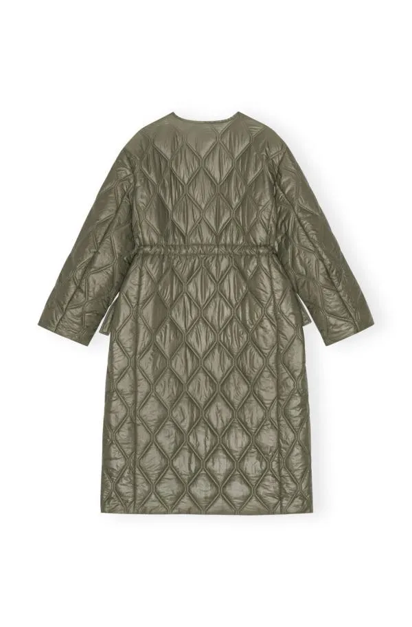 Clothing GANNI Extended Sizes Green Shiny Quilt Long Coat Kalamata Clothing GANNI Extended Sizes Green Shiny Quilt Long Coat Kalamata
