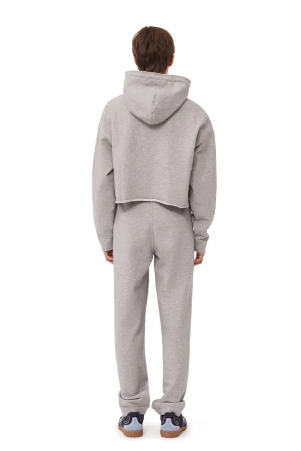 Clothing GANNI Extended Sizes Grey Oversized Isoli Cropped Hoodie Paloma Melange