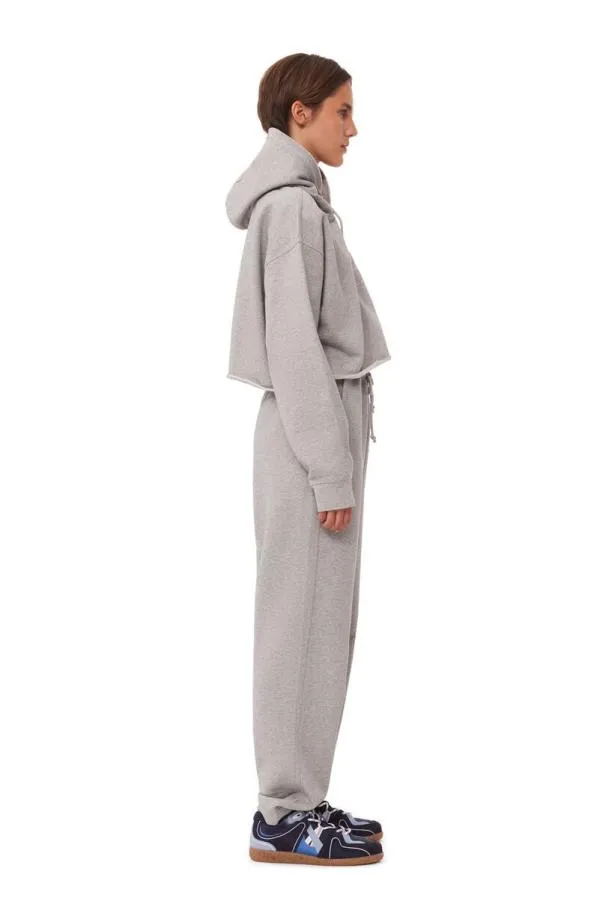 Clothing GANNI Extended Sizes Grey Oversized Isoli Cropped Hoodie Paloma Melange