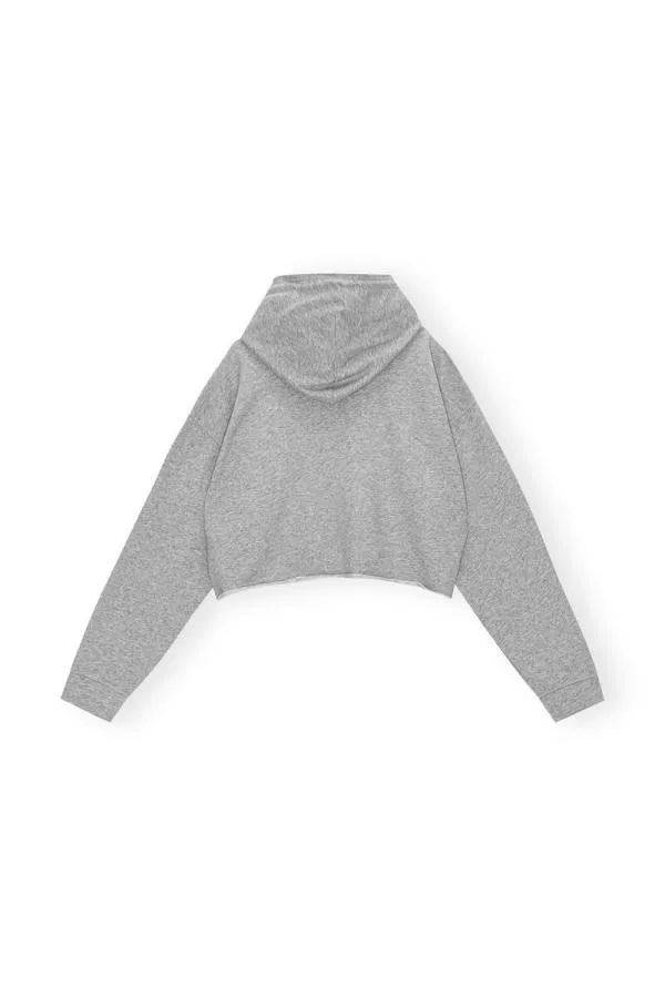 Clothing GANNI Extended Sizes Grey Oversized Isoli Cropped Hoodie Paloma Melange