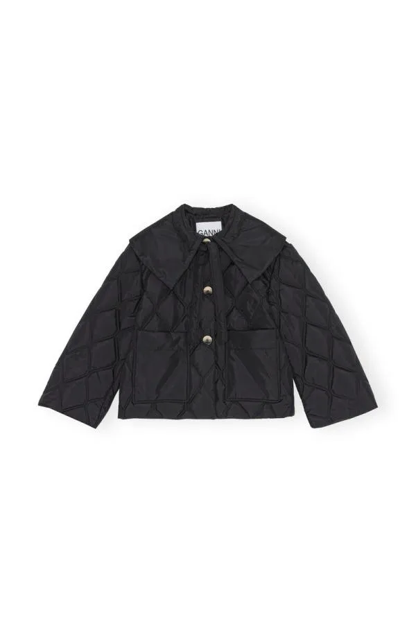 Clothing GANNI Extended Sizes Ripstop Quilt Jacket Black Clothing GANNI Extended Sizes Ripstop Quilt Jacket Black