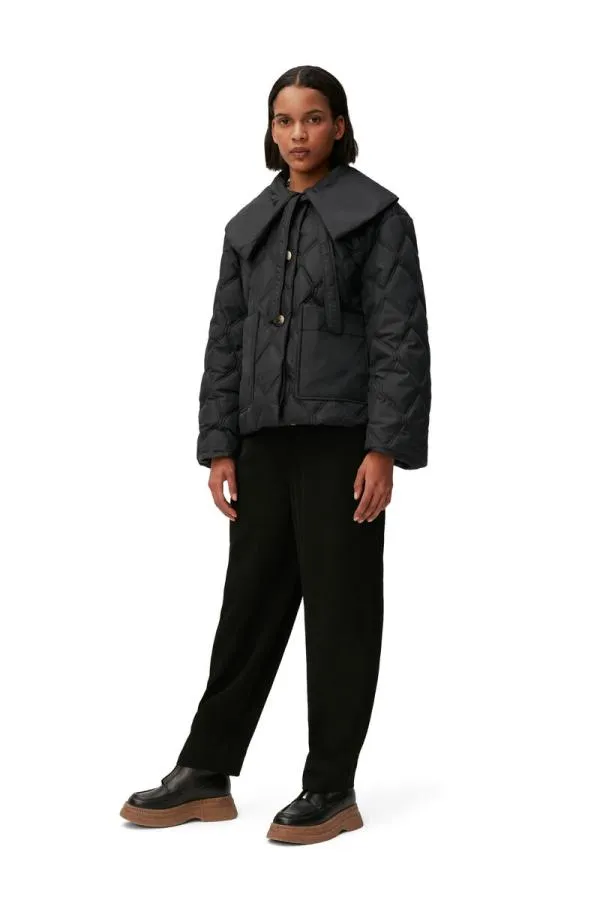 Clothing GANNI Extended Sizes Ripstop Quilt Jacket Black Clothing GANNI Extended Sizes Ripstop Quilt Jacket Black