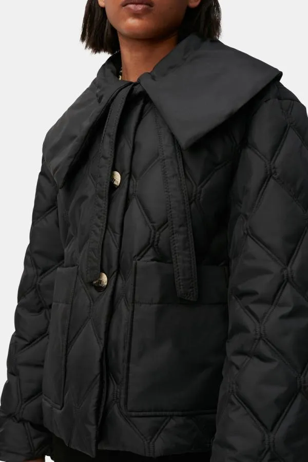 Clothing GANNI Extended Sizes Ripstop Quilt Jacket Black Clothing GANNI Extended Sizes Ripstop Quilt Jacket Black