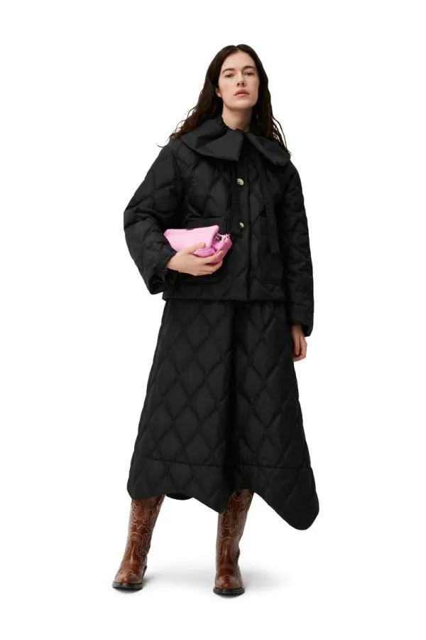 Clothing GANNI Extended Sizes Ripstop Quilt Jacket Black Clothing GANNI Extended Sizes Ripstop Quilt Jacket Black