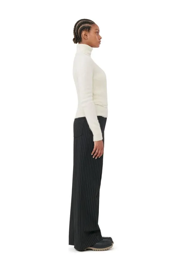 Clothing GANNI Extended Sizes White Brushed Alpaca Wrap Blouse Egret Clothing GANNI Extended Sizes White Brushed Alpaca Wrap Blouse Egret