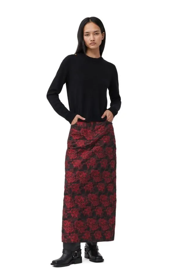 Clothing GANNI Knitwear Black Cashmere Mix ONeck Pullover Black Clothing GANNI Knitwear Black Cashmere Mix ONeck Pullover Black