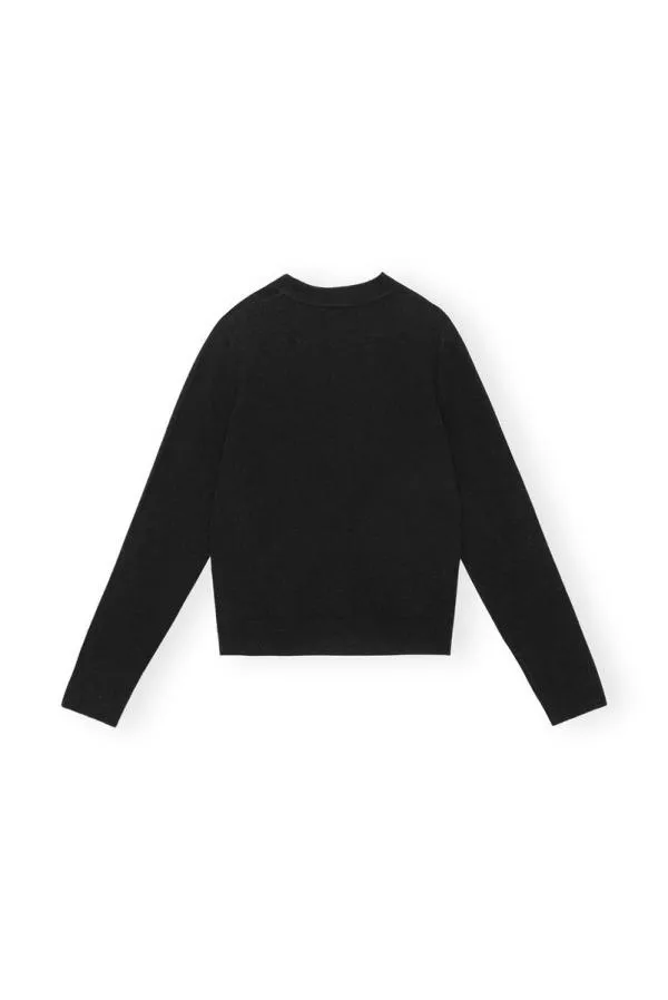 Clothing GANNI Knitwear Black Cashmere Mix ONeck Pullover Black Clothing GANNI Knitwear Black Cashmere Mix ONeck Pullover Black