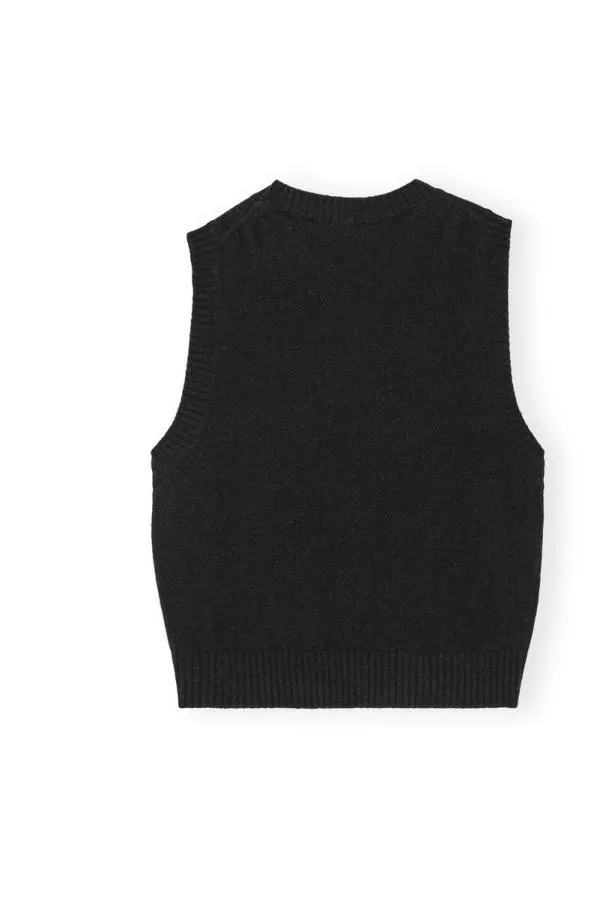 Clothing GANNI Knitwear Black Graphic ONeck Vest Black Clothing GANNI Knitwear Black Graphic ONeck Vest Black