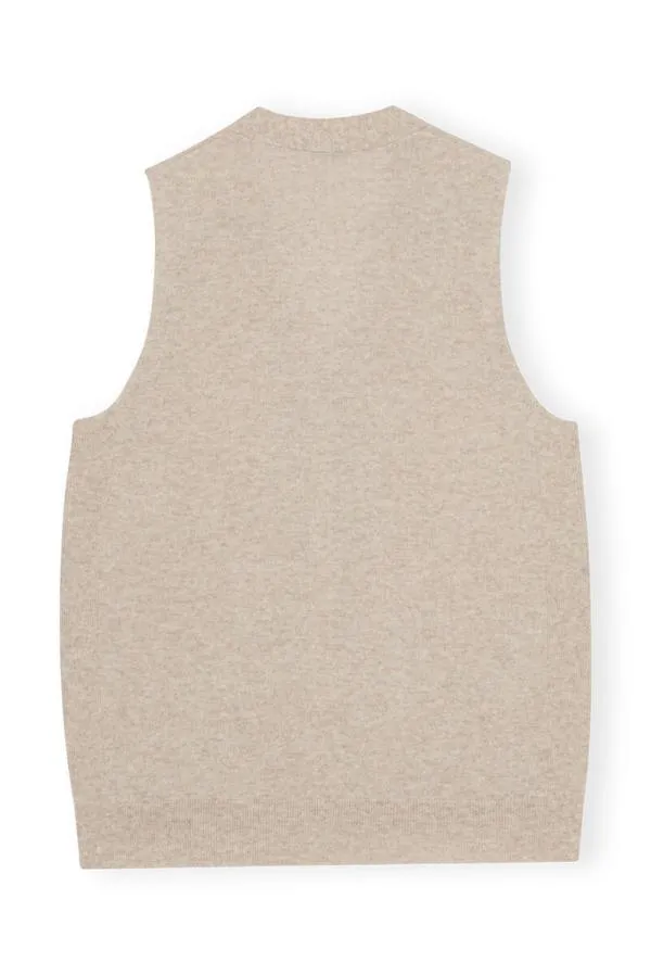 Clothing GANNI Knitwear Cashmere Mix Button Vest Oyster Gray Clothing GANNI Knitwear Cashmere Mix Button Vest Oyster Gray