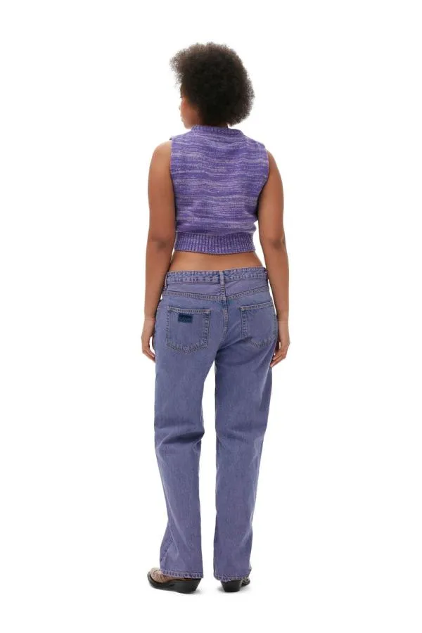 Clothing GANNI Knitwear Graphic Cropped Vest Purple Wine Clothing GANNI Knitwear Graphic Cropped Vest Purple Wine