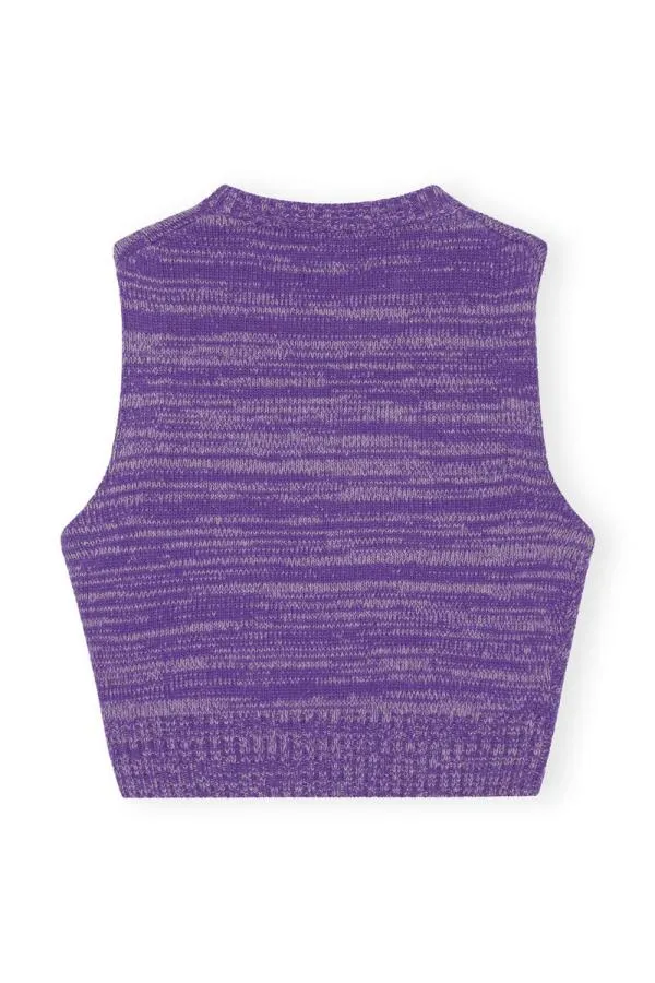 Clothing GANNI Knitwear Graphic Cropped Vest Purple Wine Clothing GANNI Knitwear Graphic Cropped Vest Purple Wine