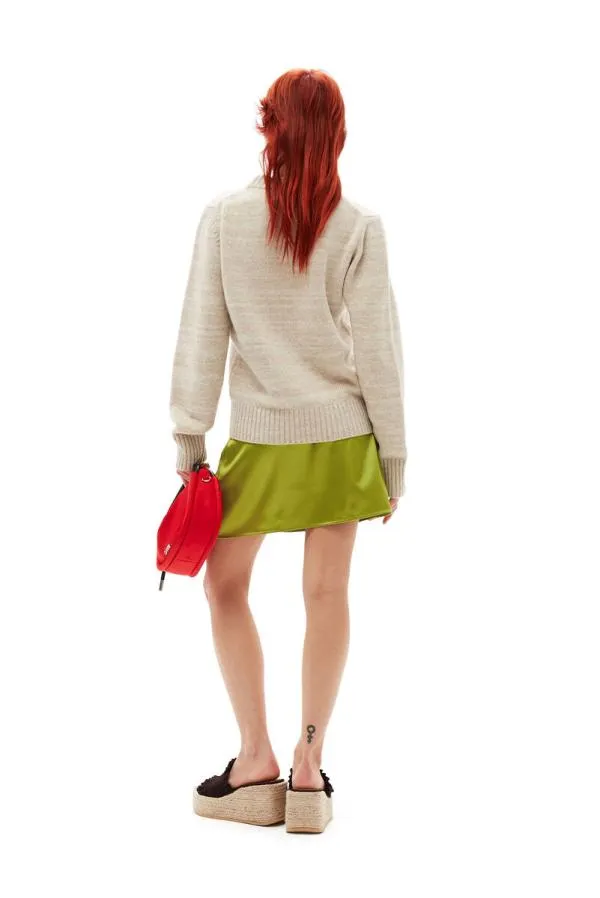 Clothing GANNI Knitwear Graphic Oneck Pullover Pale Khaki Clothing GANNI Knitwear Graphic Oneck Pullover Pale Khaki